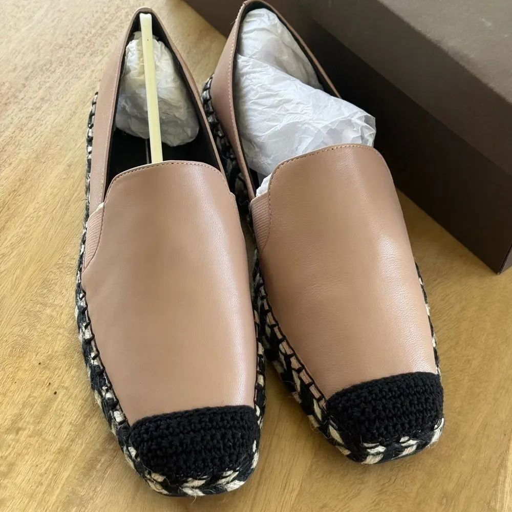 SALLY | Espadrille Skimmer Flats Sz 8 NWT black and tan